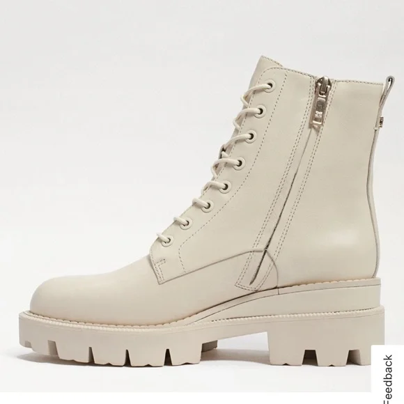 Sam Edelman Garret Platform Combat Boot in Ivory Leather - Picture 3 of 6